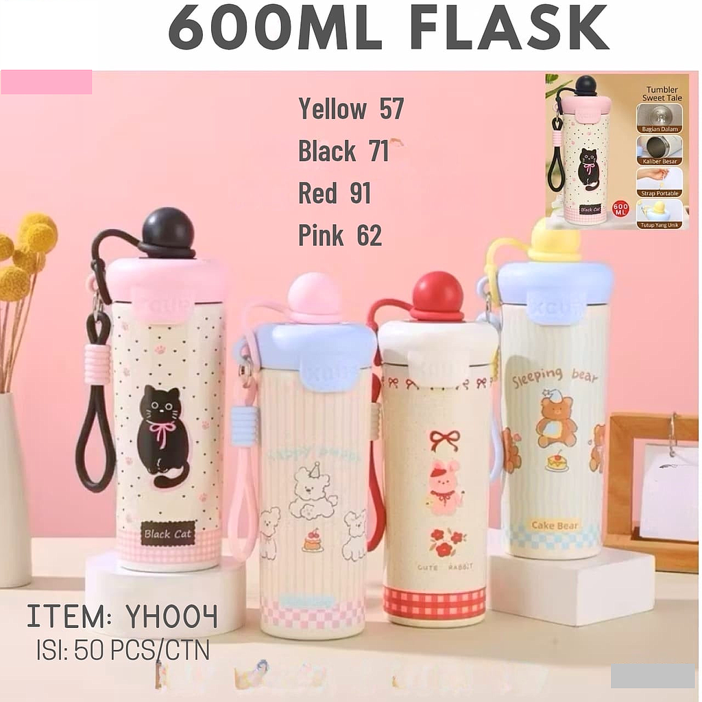 Tumbler Stainless SUS 316 600 ml Stay Happy 1 Ikat 4 Pcs Box @50