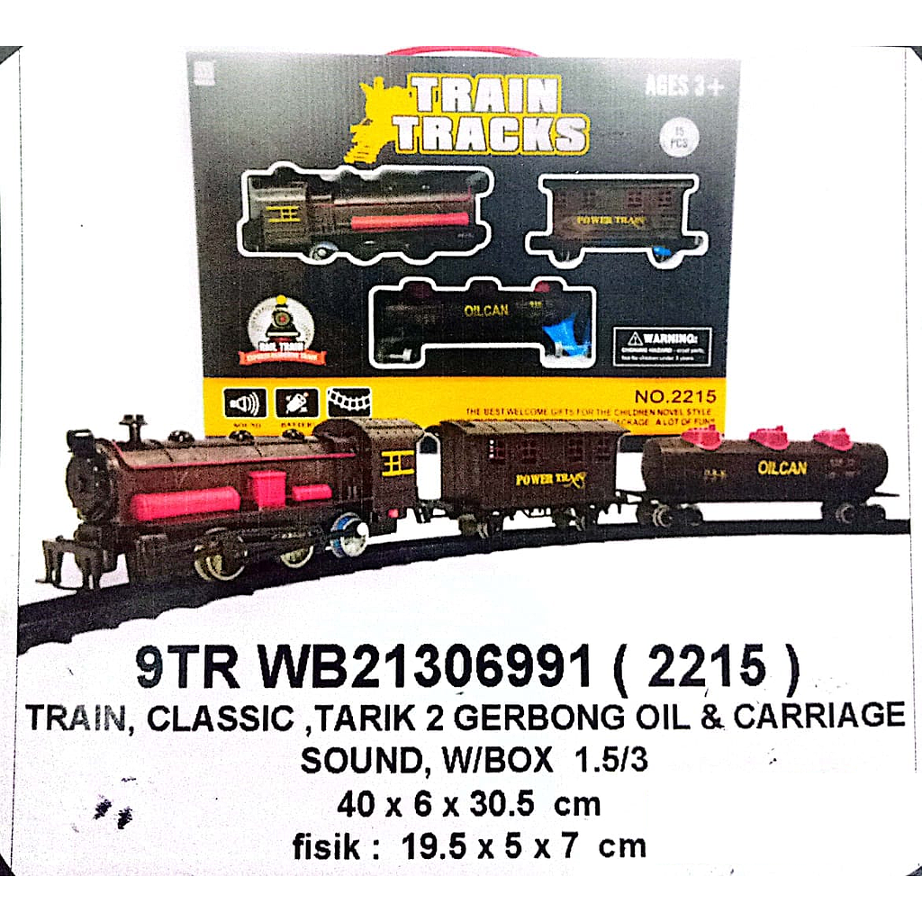 Kereta Api 3 Gerbong dan Track B/O Jalan Train Tracks 1 Inner 18 Pcs Box Window @36