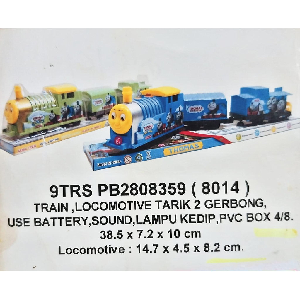 Kereta Thomas 3 Gerbong B/O Jalan Suara Lampu Thonas 1 Inner 48 Pcs Box Mika @96