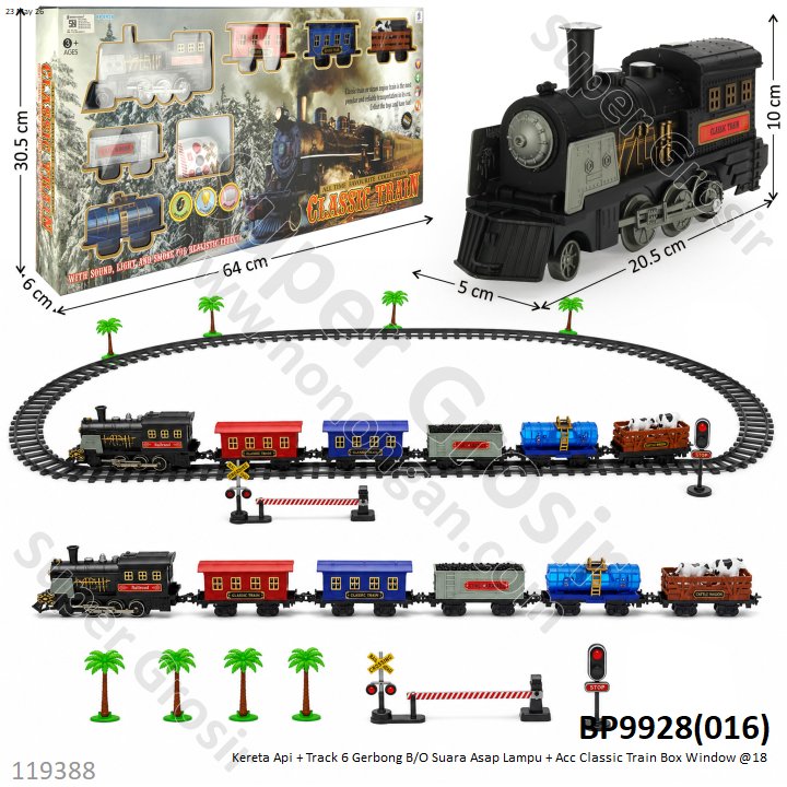 Kereta Api + Track 6 Gerbong B/O Suara Asap Lampu + Acc Classic Train Box Window @18