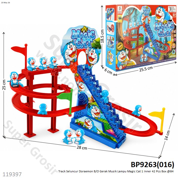 Track Seluncur Doraemon B/O Gerak Musik Lampu Magic Cat 1 Inner 42 Pcs Box @84
