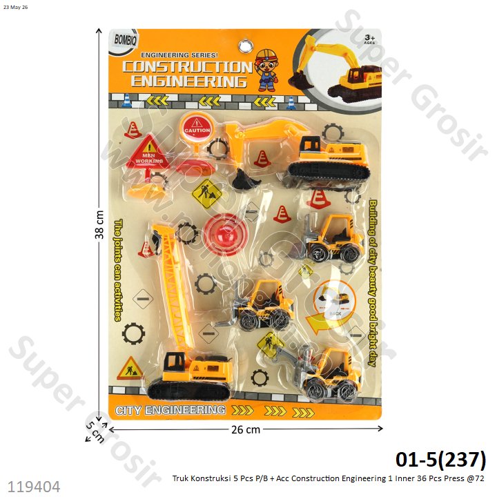 Truk Konstruksi 5 Pcs P/B + Acc Construction Engineering 1 Inner 36 Pcs Press @72