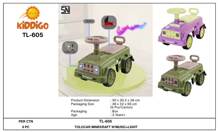 Tunggangan Mobil Jeep Minecraft B/O Musik Lampu Kiddigo Koli @1