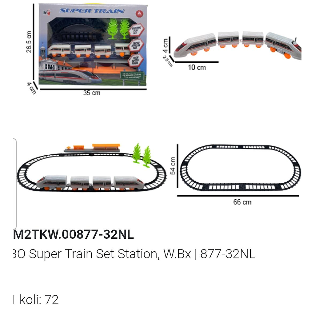 Kereta Whuuuzz 4 Gerbong B/O Jalan + Track dan Stasiun Super Train Box Window @72