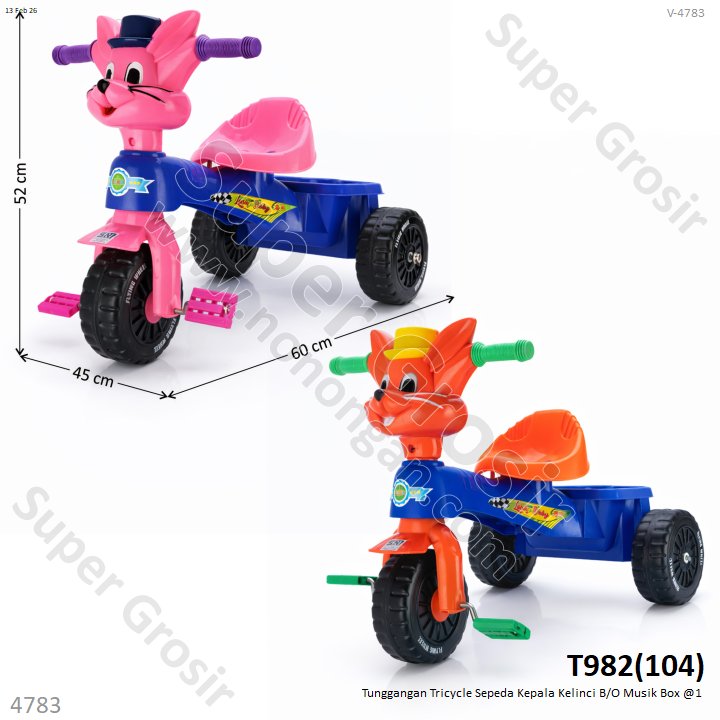 Tunggangan Tricycle Sepeda Kepala Kelinci B/O Musik Box @1