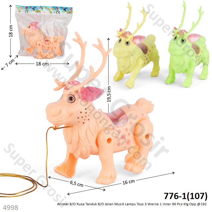 Hewan Rusa Frozen Sven B/O Jalan Musik Lampu Toys 3 Warna 1 Inner 96 Pcs Ktg Opp @192