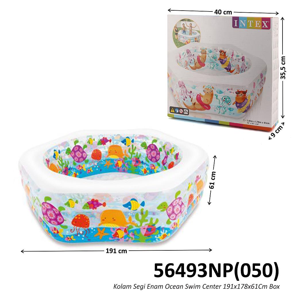Kolam Renang Anak Intex 3 Ring Segi Enam Ocean Swim Center 191x178x61 cm Box @3